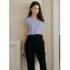 imageEVALESS Womens Pleated Tank Tops V Neck Casual Sleeveless Blouses Summer Basic Vest ShirtBeau Blue