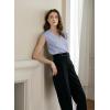 imageEVALESS Womens Pleated Tank Tops V Neck Casual Sleeveless Blouses Summer Basic Vest ShirtBeau Blue