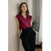 imageEVALESS Womens Pleated Tank Tops V Neck Casual Sleeveless Blouses Summer Basic Vest ShirtBurgundy