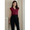 imageEVALESS Womens Pleated Tank Tops V Neck Casual Sleeveless Blouses Summer Basic Vest ShirtBurgundy