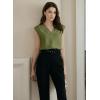 imageEVALESS Womens Pleated Tank Tops V Neck Casual Sleeveless Blouses Summer Basic Vest ShirtFern Green