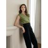 imageEVALESS Womens Pleated Tank Tops V Neck Casual Sleeveless Blouses Summer Basic Vest ShirtFern Green