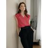 imageEVALESS Womens Pleated Tank Tops V Neck Casual Sleeveless Blouses Summer Basic Vest ShirtMineral Red