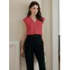 imageEVALESS Womens Pleated Tank Tops V Neck Casual Sleeveless Blouses Summer Basic Vest ShirtMineral Red