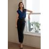 imageEVALESS Womens Pleated Tank Tops V Neck Casual Sleeveless Blouses Summer Basic Vest ShirtNavy Blue