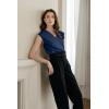 imageEVALESS Womens Pleated Tank Tops V Neck Casual Sleeveless Blouses Summer Basic Vest ShirtNavy Blue