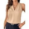 imageEVALESS Womens Pleated Tank Tops V Neck Casual Sleeveless Blouses Summer Basic Vest ShirtOatmeal