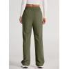 imageEVALESS Womens High Waist Button Stretchy Work Pants Straight Leg Office Dress Pant Business Casual Trousers with Pocket03 Green