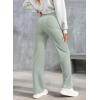 imageEVALESS Womens High Waist Button Stretchy Work Pants Straight Leg Office Dress Pant Business Casual Trousers with PocketLaurel Green