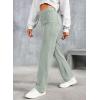 imageEVALESS Womens High Waist Button Stretchy Work Pants Straight Leg Office Dress Pant Business Casual Trousers with PocketLaurel Green