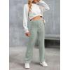 imageEVALESS Womens High Waist Button Stretchy Work Pants Straight Leg Office Dress Pant Business Casual Trousers with PocketLaurel Green