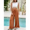 imageEVALESS Womens Wide Leg Pants Drawstring Elastic High Waisted Ruffle Hem Palazzo Pants with PocketsStraw Yellow