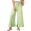 imageEVALESS Womens Wide Leg Pants Drawstring Elastic High Waisted Ruffle Hem Palazzo Pants with PocketsS Green