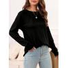imageEVALESS Womens Casual Spring Summer Tops 2025 Trendy Crewneck Long Sleeve Shirts Basic T Shirts Loose Fit Pleated Tee BlousesBlack