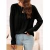 imageEVALESS Womens Casual Spring Summer Tops 2025 Trendy Crewneck Long Sleeve Shirts Basic T Shirts Loose Fit Pleated Tee BlousesBlack