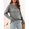 imageEVALESS Womens Casual Spring Summer Tops 2025 Trendy Crewneck Long Sleeve Shirts Basic T Shirts Loose Fit Pleated Tee BlousesGray