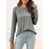 imageEVALESS Womens Casual Spring Summer Tops 2025 Trendy Crewneck Long Sleeve Shirts Basic T Shirts Loose Fit Pleated Tee BlousesGray