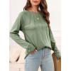 imageEVALESS Womens Casual Spring Summer Tops 2025 Trendy Crewneck Long Sleeve Shirts Basic T Shirts Loose Fit Pleated Tee BlousesGreen