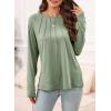 imageEVALESS Womens Casual Spring Summer Tops 2025 Trendy Crewneck Long Sleeve Shirts Basic T Shirts Loose Fit Pleated Tee BlousesGreen