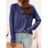 imageEVALESS Womens Casual Spring Summer Tops 2025 Trendy Crewneck Long Sleeve Shirts Basic T Shirts Loose Fit Pleated Tee BlousesNavy Blue