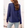 imageEVALESS Womens Casual Spring Summer Tops 2025 Trendy Crewneck Long Sleeve Shirts Basic T Shirts Loose Fit Pleated Tee BlousesNavy Blue