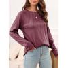imageEVALESS Womens Casual Spring Summer Tops 2025 Trendy Crewneck Long Sleeve Shirts Basic T Shirts Loose Fit Pleated Tee BlousesRed