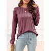 imageEVALESS Womens Casual Spring Summer Tops 2025 Trendy Crewneck Long Sleeve Shirts Basic T Shirts Loose Fit Pleated Tee BlousesRed