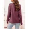 imageEVALESS Womens Casual Spring Summer Tops 2025 Trendy Crewneck Long Sleeve Shirts Basic T Shirts Loose Fit Pleated Tee BlousesRed
