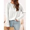 imageEVALESS Womens Casual Spring Summer Tops 2025 Trendy Crewneck Long Sleeve Shirts Basic T Shirts Loose Fit Pleated Tee BlousesWhite