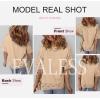 imageEVALESS Womens Spring Tops Crewneck Short Sleeve Basic Tee Shirts Oversized Summer Outfits Dressy Casual Blouses 2025Khaki