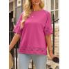 imageEVALESS Womens Spring Tops Crewneck Short Sleeve Basic Tee Shirts Oversized Summer Outfits Dressy Casual Blouses 2025Rose Red