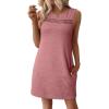imageEVALESS Spring Summer Dresses for Women 2025 Casual Sleeveless Sundresses CutOut Fashion Beach Vacation Clothes with PocketsNew Rose