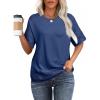 imageEVALESS Womens Spring Tops Crewneck Short Sleeve Basic Tee Shirts Oversized Summer Outfits Dressy Casual Blouses 2025Sail Blue