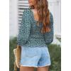 imageEVALESS Square Neck Tops Puff Long Sleeve Blouses for Women Dressy Casual Spring Fashion 202411 B Viridian Green
