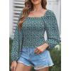 imageEVALESS Square Neck Tops Puff Long Sleeve Blouses for Women Dressy Casual Spring Fashion 202411 B Viridian Green