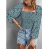 imageEVALESS Square Neck Tops Puff Long Sleeve Blouses for Women Dressy Casual Spring Fashion 202411 B Viridian Green