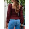 imageEVALESS Square Neck Tops Puff Long Sleeve Blouses for Women Dressy Casual Spring Fashion 202416 D Red