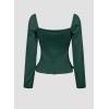 imageEVALESS Square Neck Tops Puff Long Sleeve Blouses for Women Dressy Casual Spring Fashion 202417 D Green
