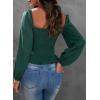 imageEVALESS Square Neck Tops Puff Long Sleeve Blouses for Women Dressy Casual Spring Fashion 202417 D Green