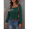 imageEVALESS Square Neck Tops Puff Long Sleeve Blouses for Women Dressy Casual Spring Fashion 202417 D Green