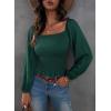 imageEVALESS Square Neck Tops Puff Long Sleeve Blouses for Women Dressy Casual Spring Fashion 202417 D Green