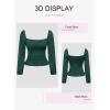 imageEVALESS Square Neck Tops Puff Long Sleeve Blouses for Women Dressy Casual Spring Fashion 202417 D Green