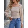 imageEVALESS Square Neck Tops Puff Long Sleeve Blouses for Women Dressy Casual Spring Fashion 202418 D Apricot