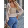 imageEVALESS Square Neck Tops Puff Long Sleeve Blouses for Women Dressy Casual Spring Fashion 202418 D Apricot