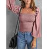 imageEVALESS Square Neck Tops Puff Long Sleeve Blouses for Women Dressy Casual Spring Fashion 202420 D Pink