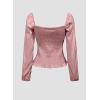 imageEVALESS Square Neck Tops Puff Long Sleeve Blouses for Women Dressy Casual Spring Fashion 202420 D Pink