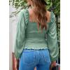 imageEVALESS Square Neck Tops Puff Long Sleeve Blouses for Women Dressy Casual Spring Fashion 202423 D Celadon Green