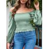 imageEVALESS Square Neck Tops Puff Long Sleeve Blouses for Women Dressy Casual Spring Fashion 202423 D Celadon Green