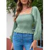 imageEVALESS Square Neck Tops Puff Long Sleeve Blouses for Women Dressy Casual Spring Fashion 202423 D Celadon Green