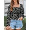 imageEVALESS Square Neck Tops Puff Long Sleeve Blouses for Women Dressy Casual Spring Fashion 20245 B Black